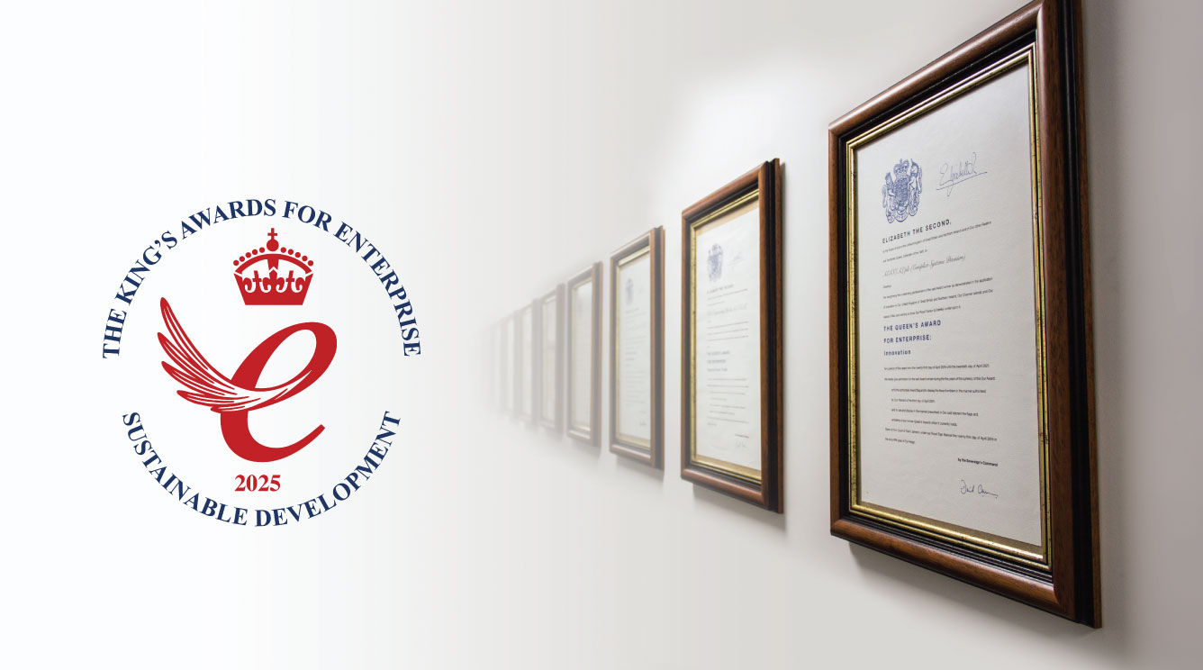 AES Engineering historial Queen's Awards & New King's Award Logo